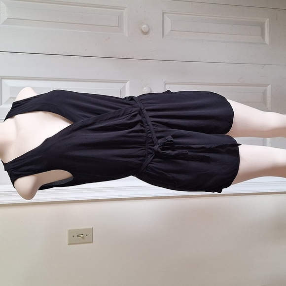 Bebop Be You Be Free Black Sleeveless Rayon Belted Romper, Size Large - Picture 1 of 9